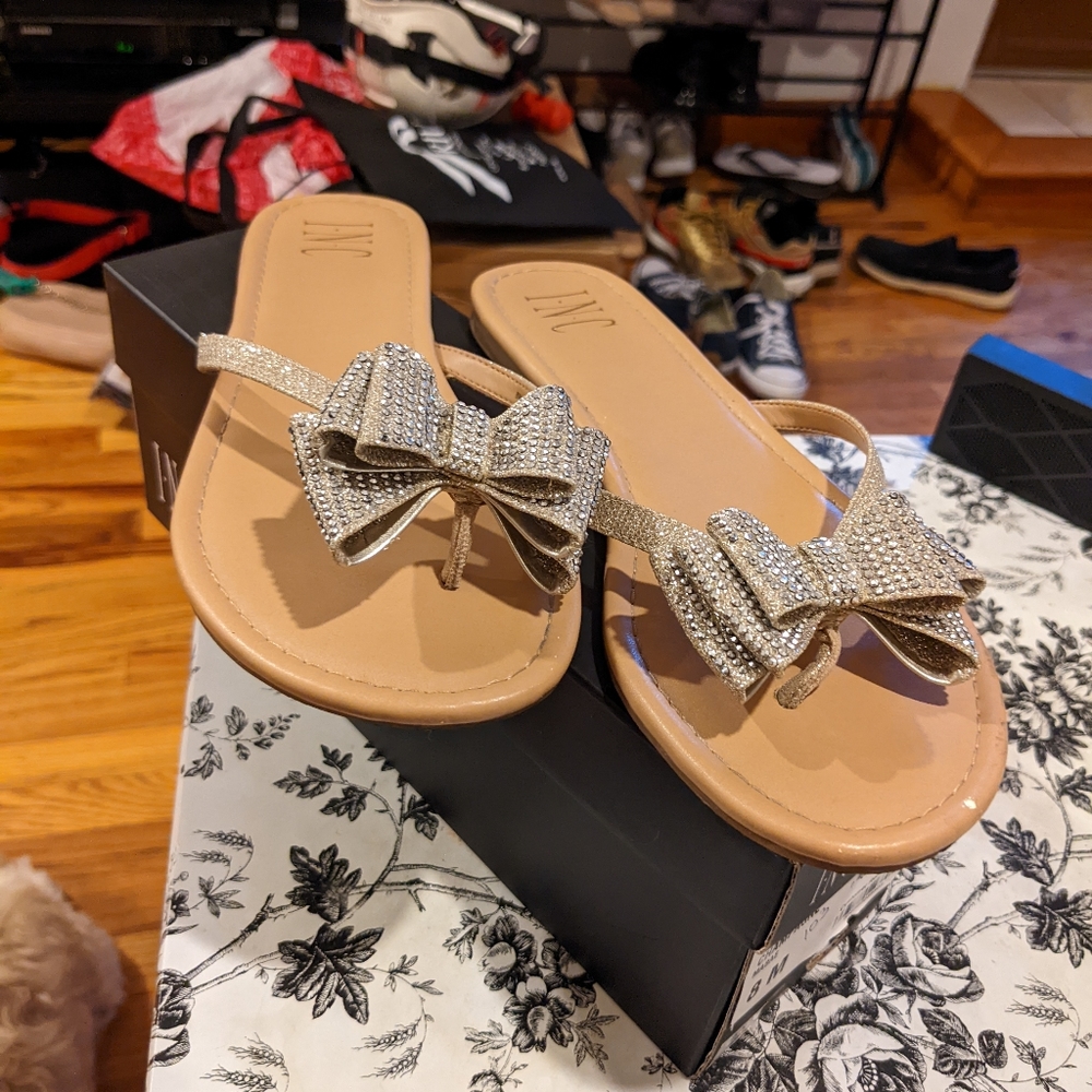 INC sandals size 8 women's champagne color